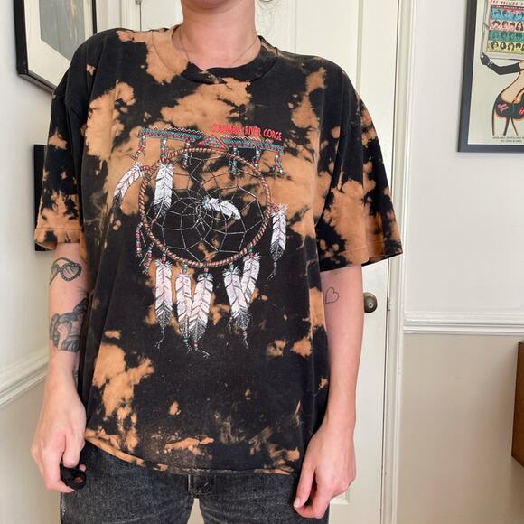 90s Vintage Single Stitched Bleach Dyed T shirt - Picture 1 of 9